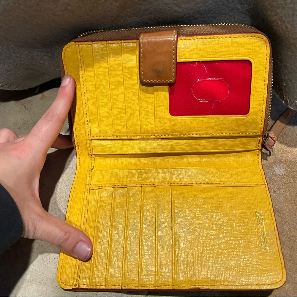 Dooney & Bourke Yellow and Brown Wallet - Picture 3 of 5